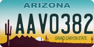 AZ license plate AAV0382