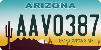 AZ license plate AAV0387