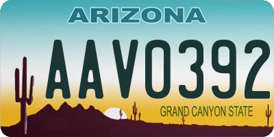 AZ license plate AAV0392