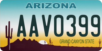 AZ license plate AAV0399