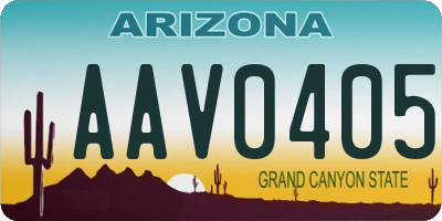 AZ license plate AAV0405
