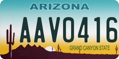 AZ license plate AAV0416