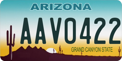 AZ license plate AAV0422