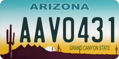 AZ license plate AAV0431