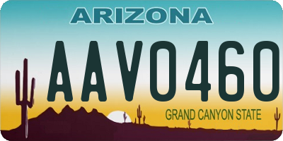 AZ license plate AAV0460