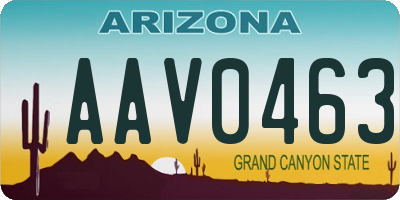 AZ license plate AAV0463