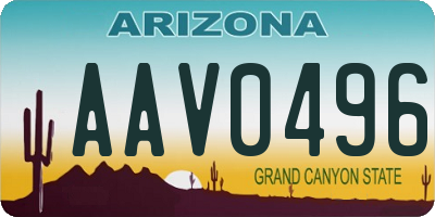 AZ license plate AAV0496