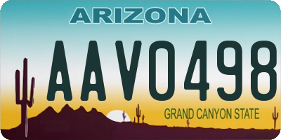 AZ license plate AAV0498