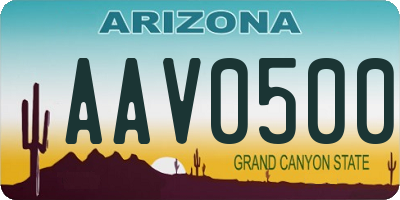 AZ license plate AAV0500