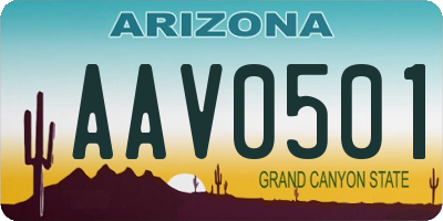 AZ license plate AAV0501