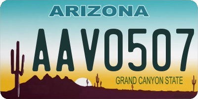 AZ license plate AAV0507