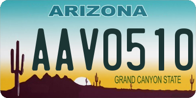 AZ license plate AAV0510