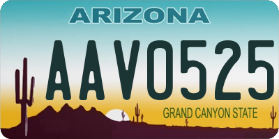 AZ license plate AAV0525