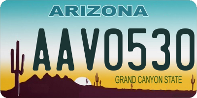 AZ license plate AAV0530