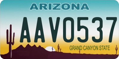 AZ license plate AAV0537