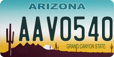 AZ license plate AAV0540