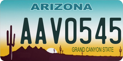 AZ license plate AAV0545