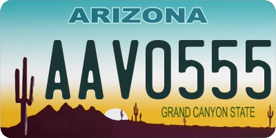 AZ license plate AAV0555