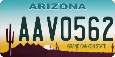 AZ license plate AAV0562