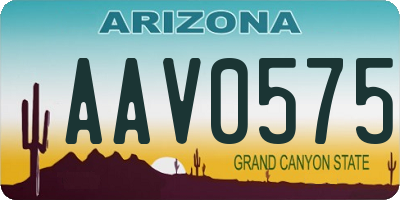 AZ license plate AAV0575