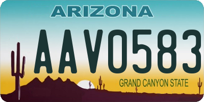 AZ license plate AAV0583