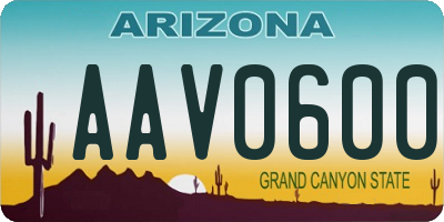 AZ license plate AAV0600