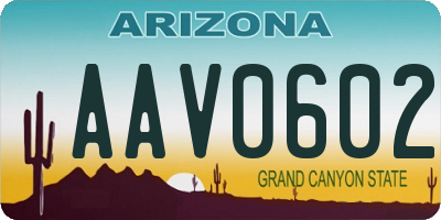 AZ license plate AAV0602
