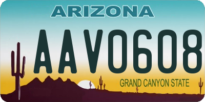 AZ license plate AAV0608