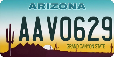 AZ license plate AAV0629