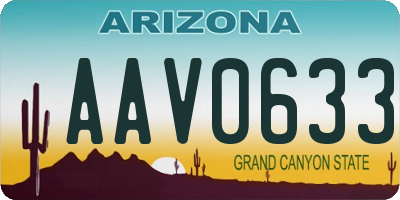 AZ license plate AAV0633