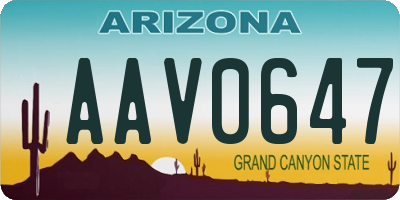 AZ license plate AAV0647