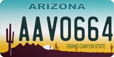 AZ license plate AAV0664
