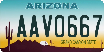 AZ license plate AAV0667