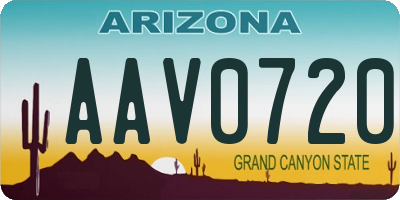 AZ license plate AAV0720