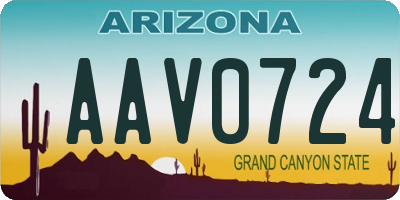 AZ license plate AAV0724