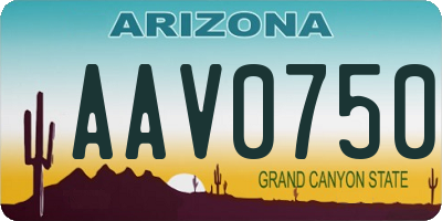AZ license plate AAV0750