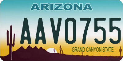 AZ license plate AAV0755