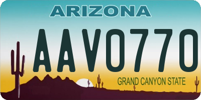 AZ license plate AAV0770
