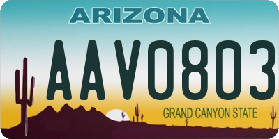 AZ license plate AAV0803
