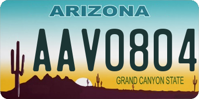 AZ license plate AAV0804