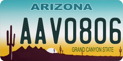 AZ license plate AAV0806