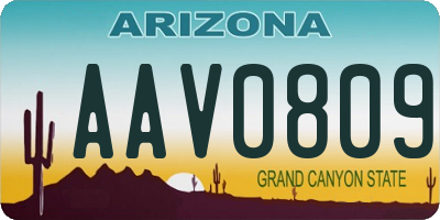 AZ license plate AAV0809