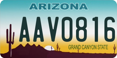 AZ license plate AAV0816