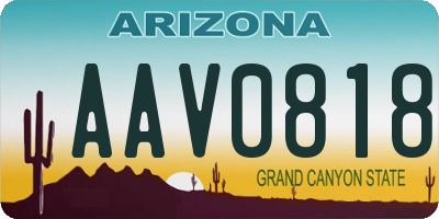 AZ license plate AAV0818