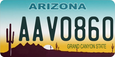 AZ license plate AAV0860
