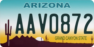 AZ license plate AAV0872