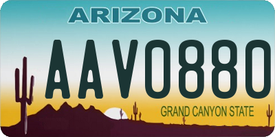 AZ license plate AAV0880