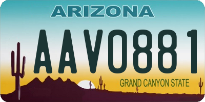 AZ license plate AAV0881