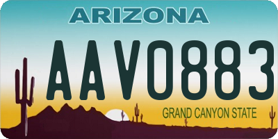 AZ license plate AAV0883
