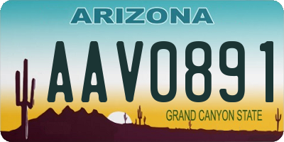 AZ license plate AAV0891